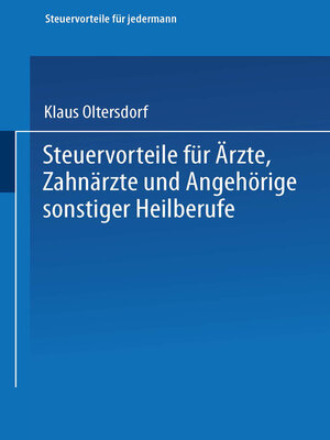 cover image of Steuervorteile für Ärzte, Zahnärzte und Angehörige sonstiger Heilberufe
